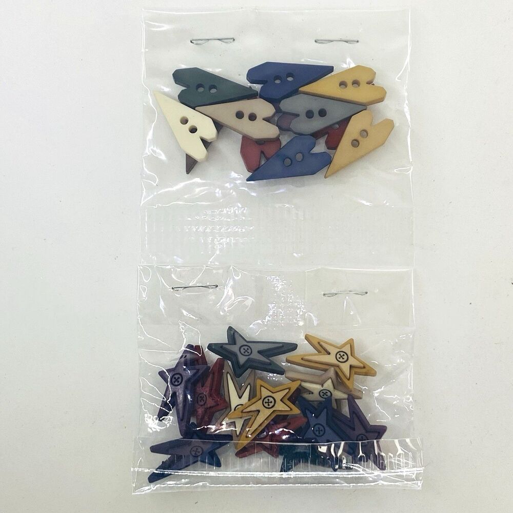 Primitive Buttons Lot Arrows & Stars Dress It Up Craft Sewing Embellishments